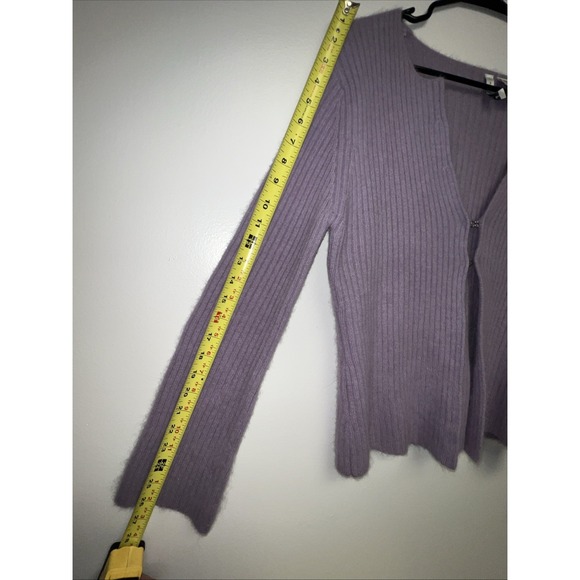 Vintage Cardigan Womens Large Lavender Lambswool Angora Rabbit Coquette Soft - Picture 11 of 12